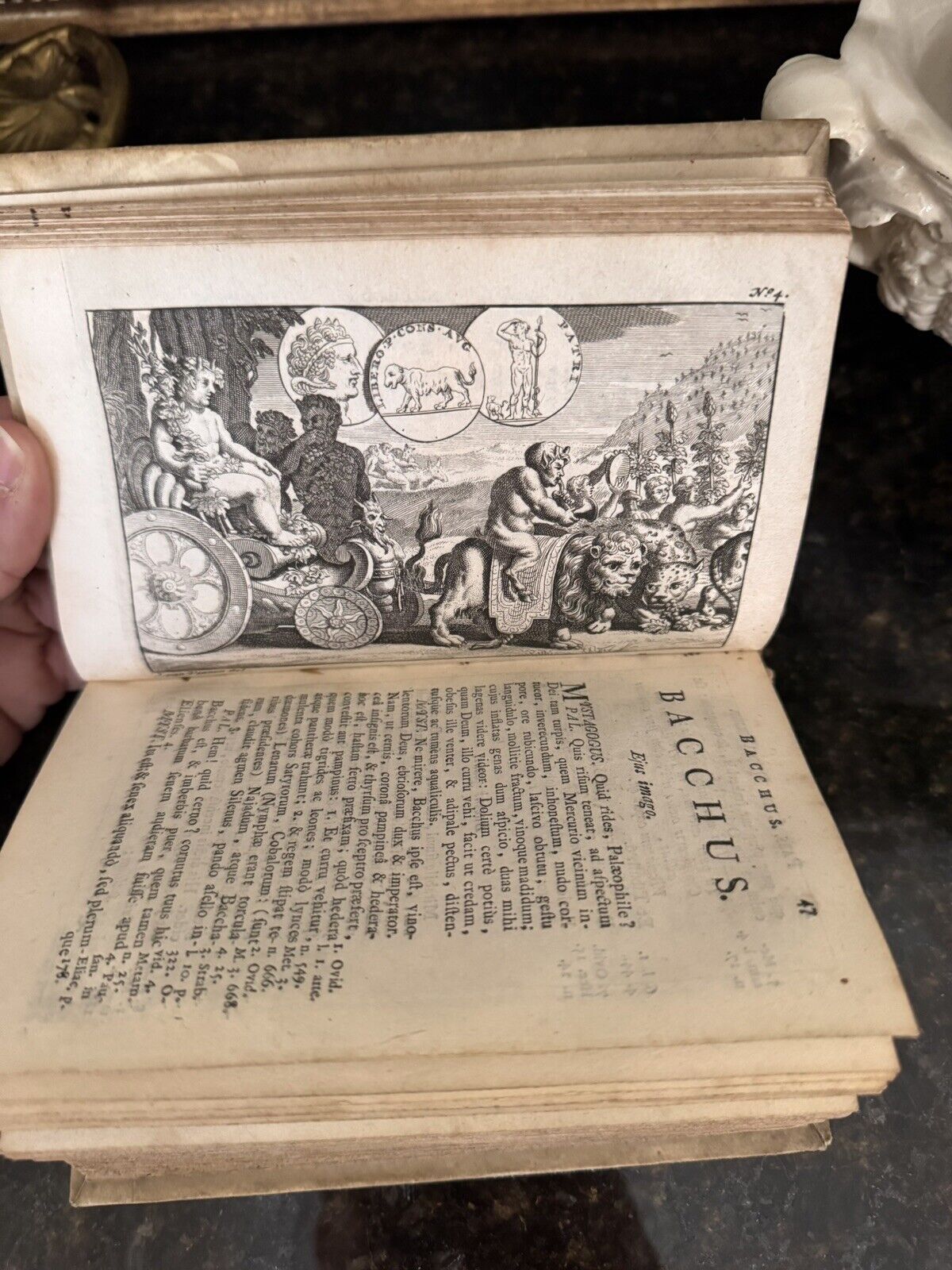 Antique Mythology Book 1777 Pantheon Mythicum Dordrecht Amorial Vellum Binding