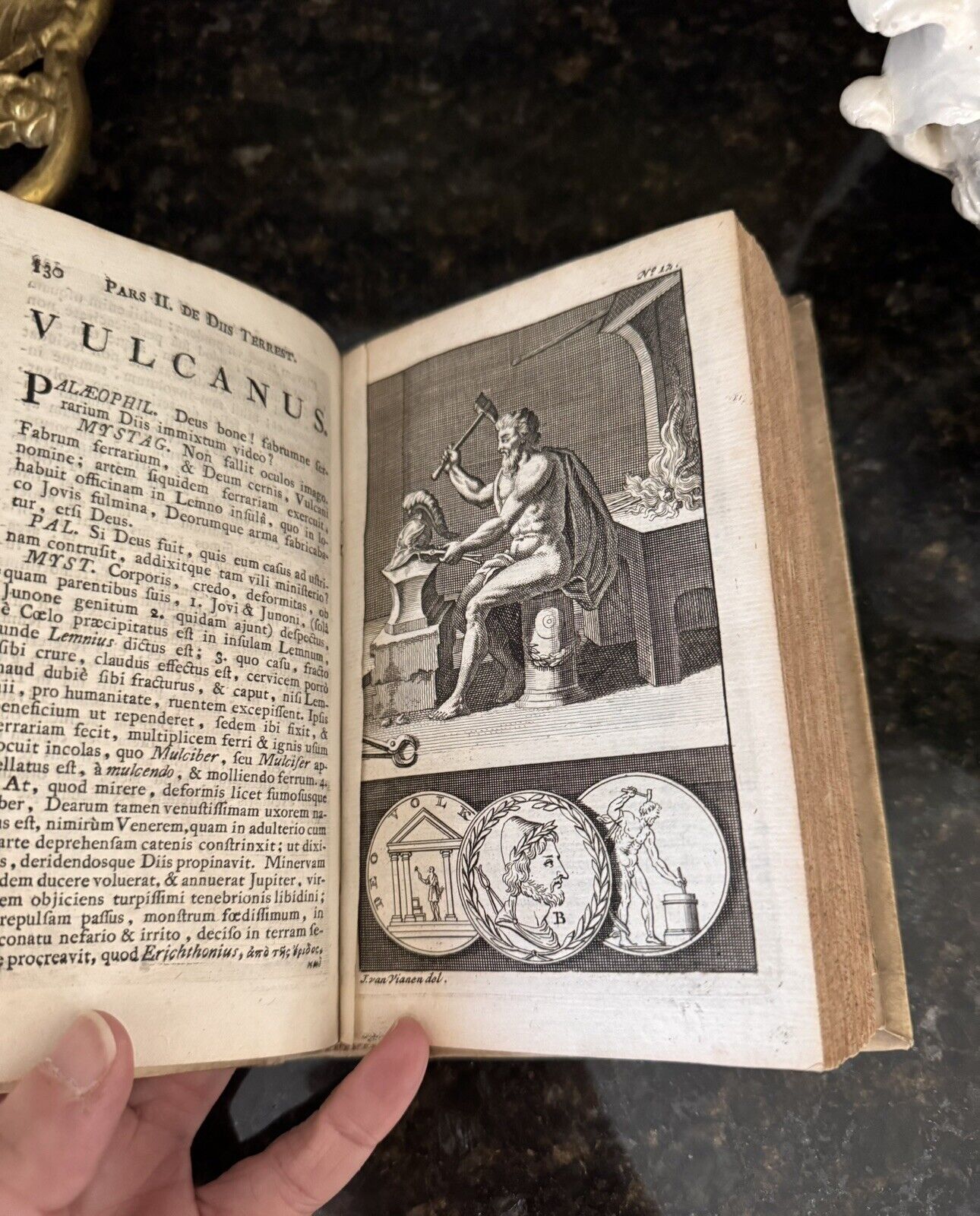 Antique Mythology Book 1777 Pantheon Mythicum Dordrecht Amorial Vellum Binding