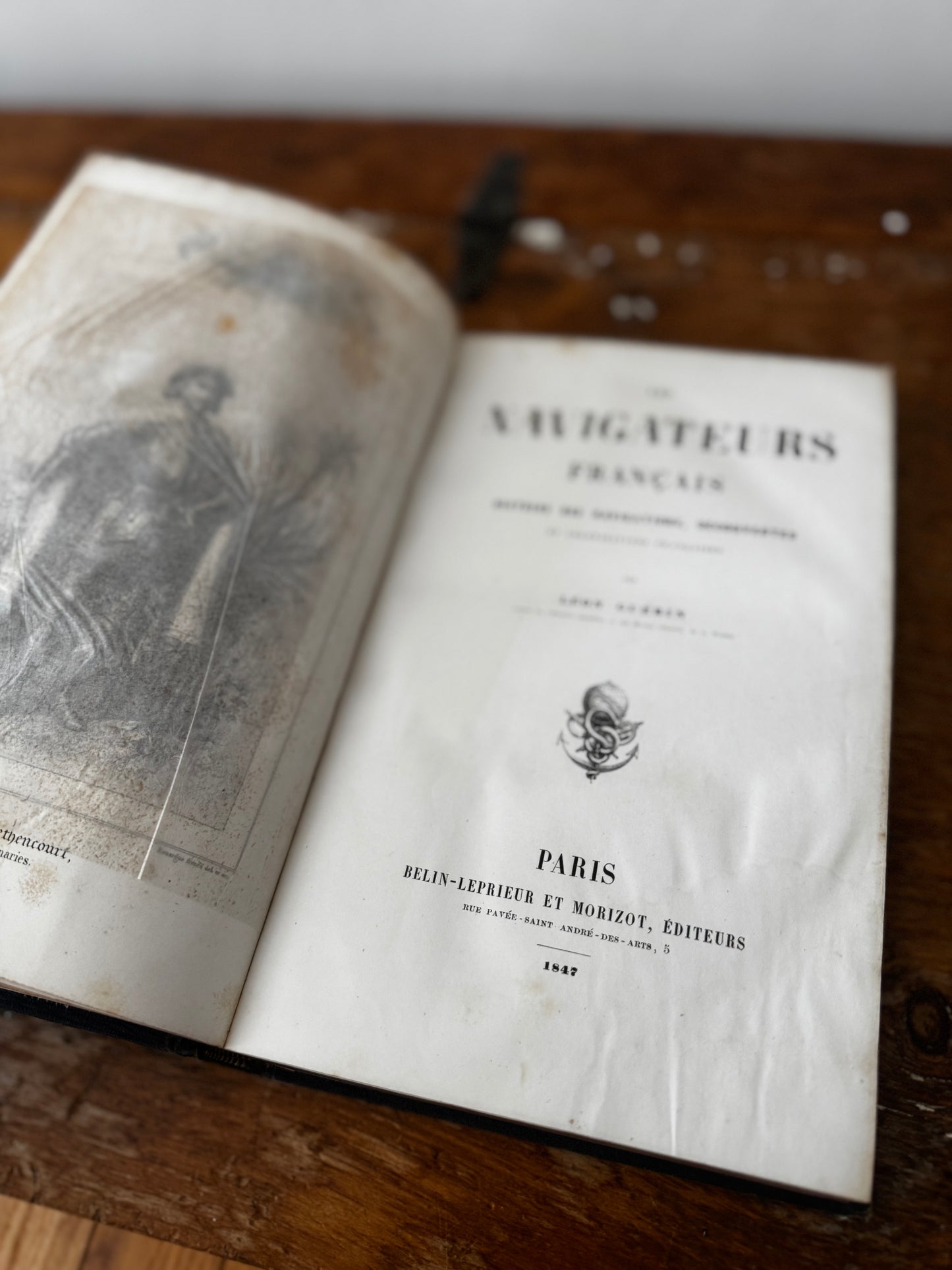 Antique 1847 French Book Les Navigateurs Francais Victorian