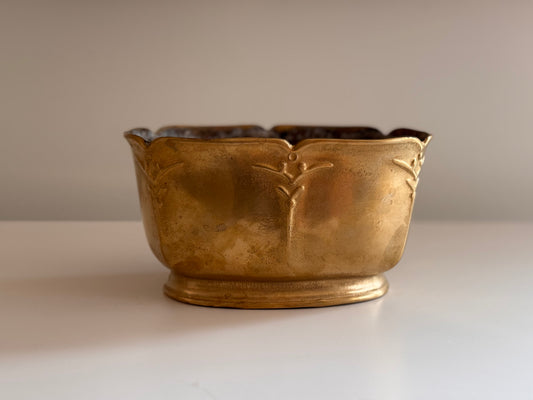 Vintage Solid Brass GILDE Art Nouveau Small Jardiniere Planter
