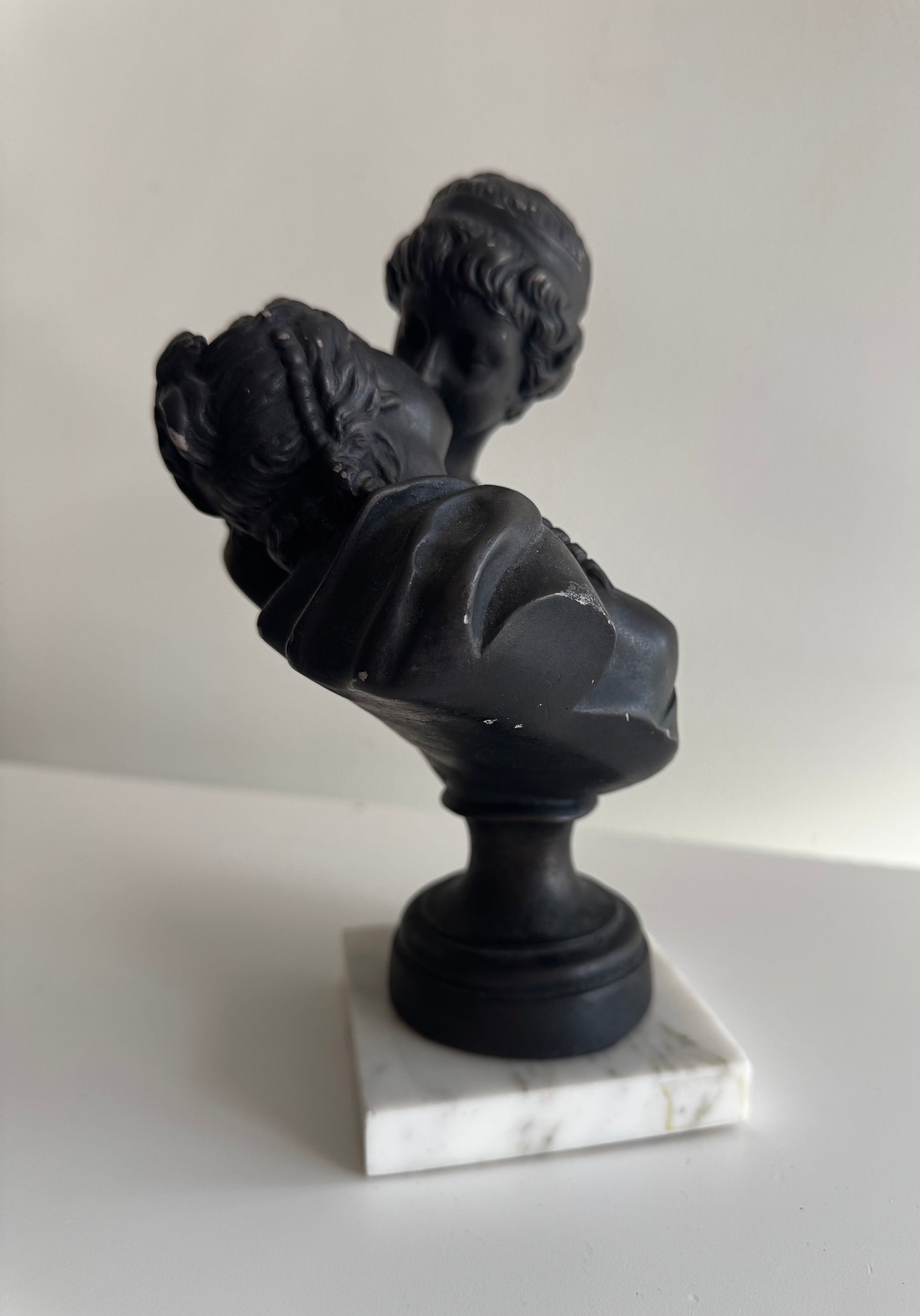 Vintage Austin Prod 1967 Kissing Lovers Cast Metal & Marble Bust Sculpture