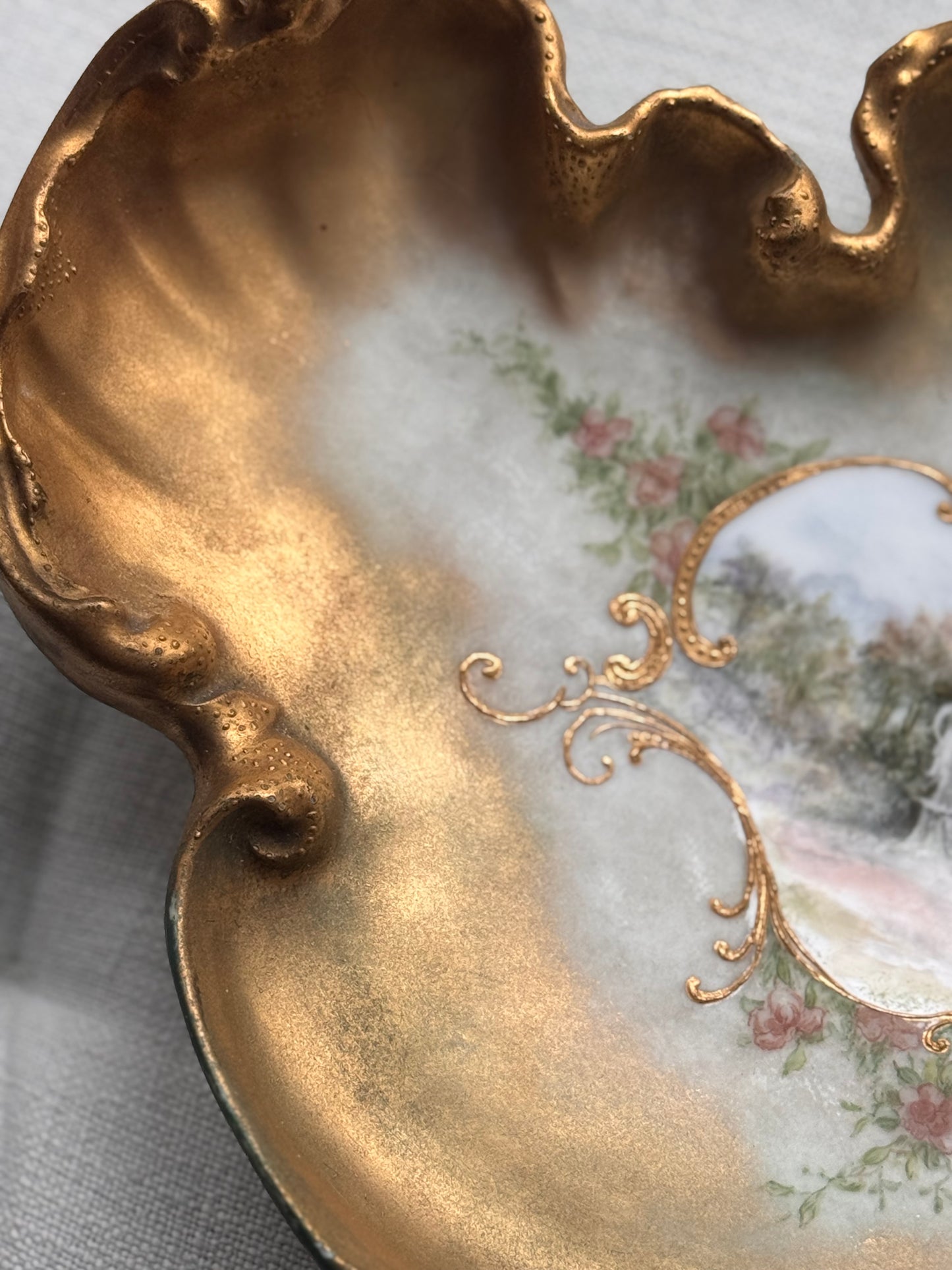 Antique 19c French Limoges Stamped Signed Hand painted Vanity Tray Dish 1894