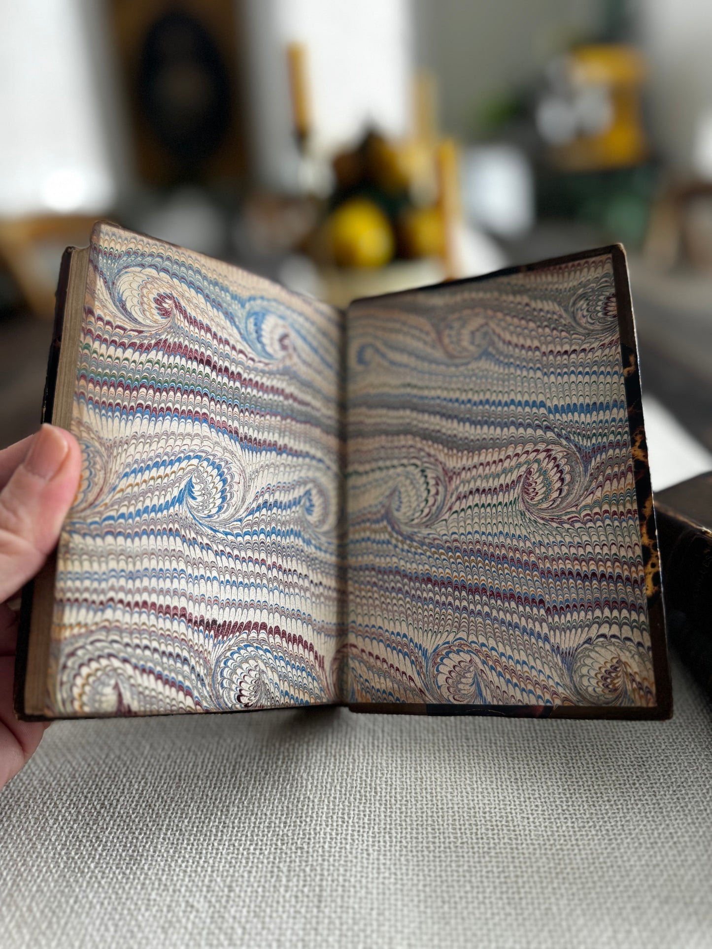 Oeuvres Morales De Vauvenargues (Moral Works of Vauvenargues) dated 1874 Leather & Marbled Binding Book Set