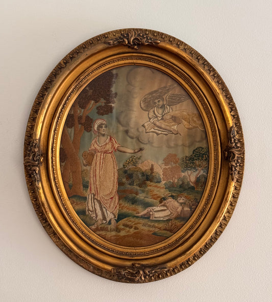 RESERVED Antique 19c Georgian Needlepoint Portrait