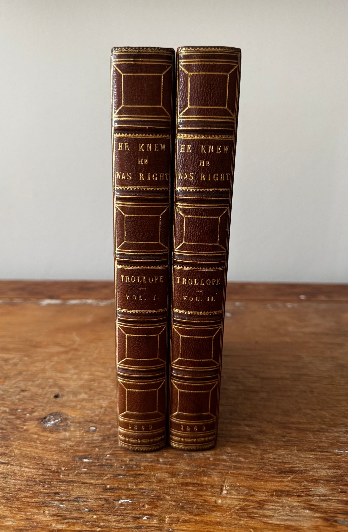 He Knew Too Much by Anthony Trollope 1st Edition 1869 Leather Book Set