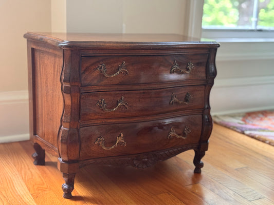 Antique Diminutive French Salesman Sample Dresser Commode With Scallop Brass