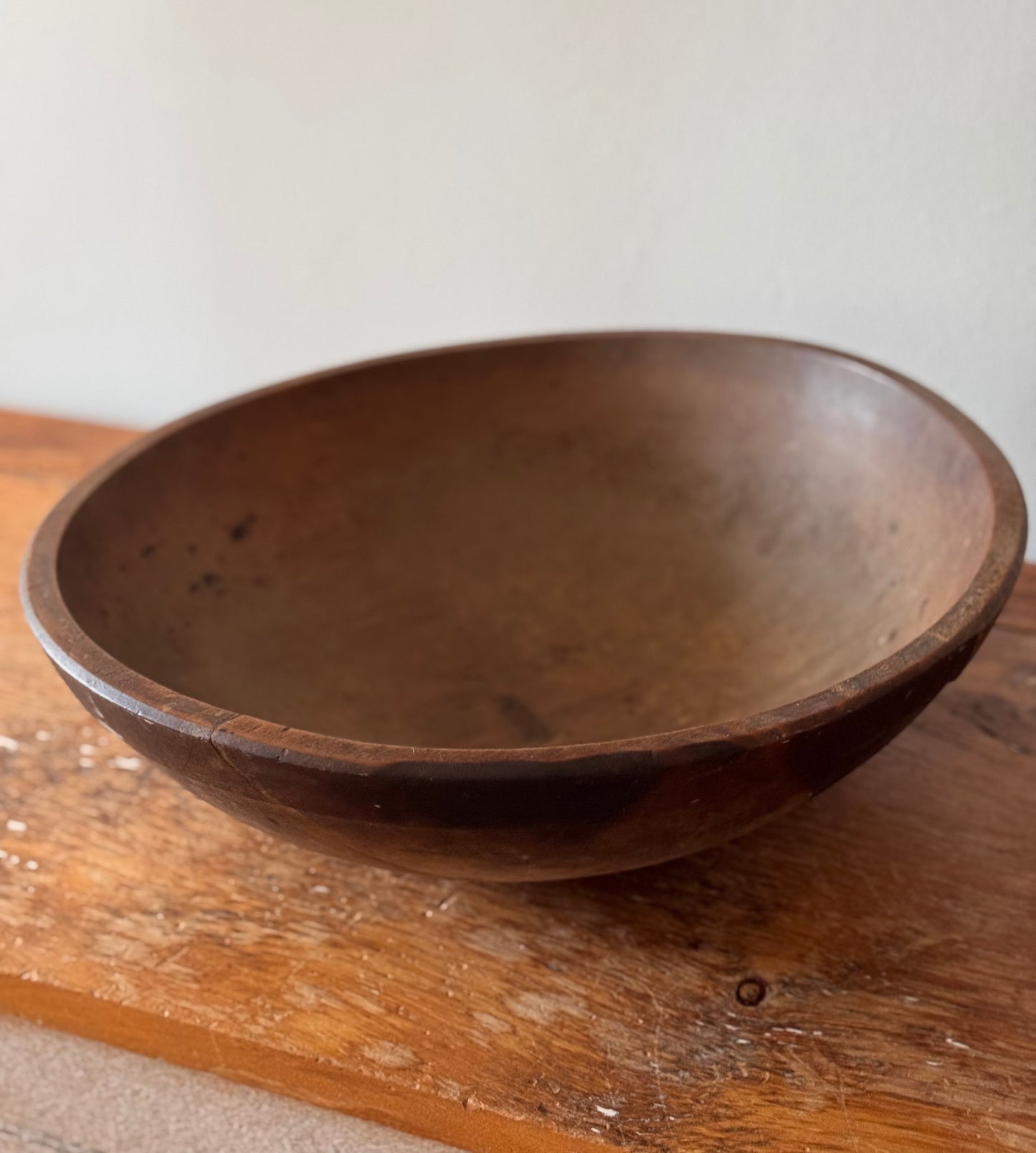 Antique Primitive Wooden Dough Bowl 17”