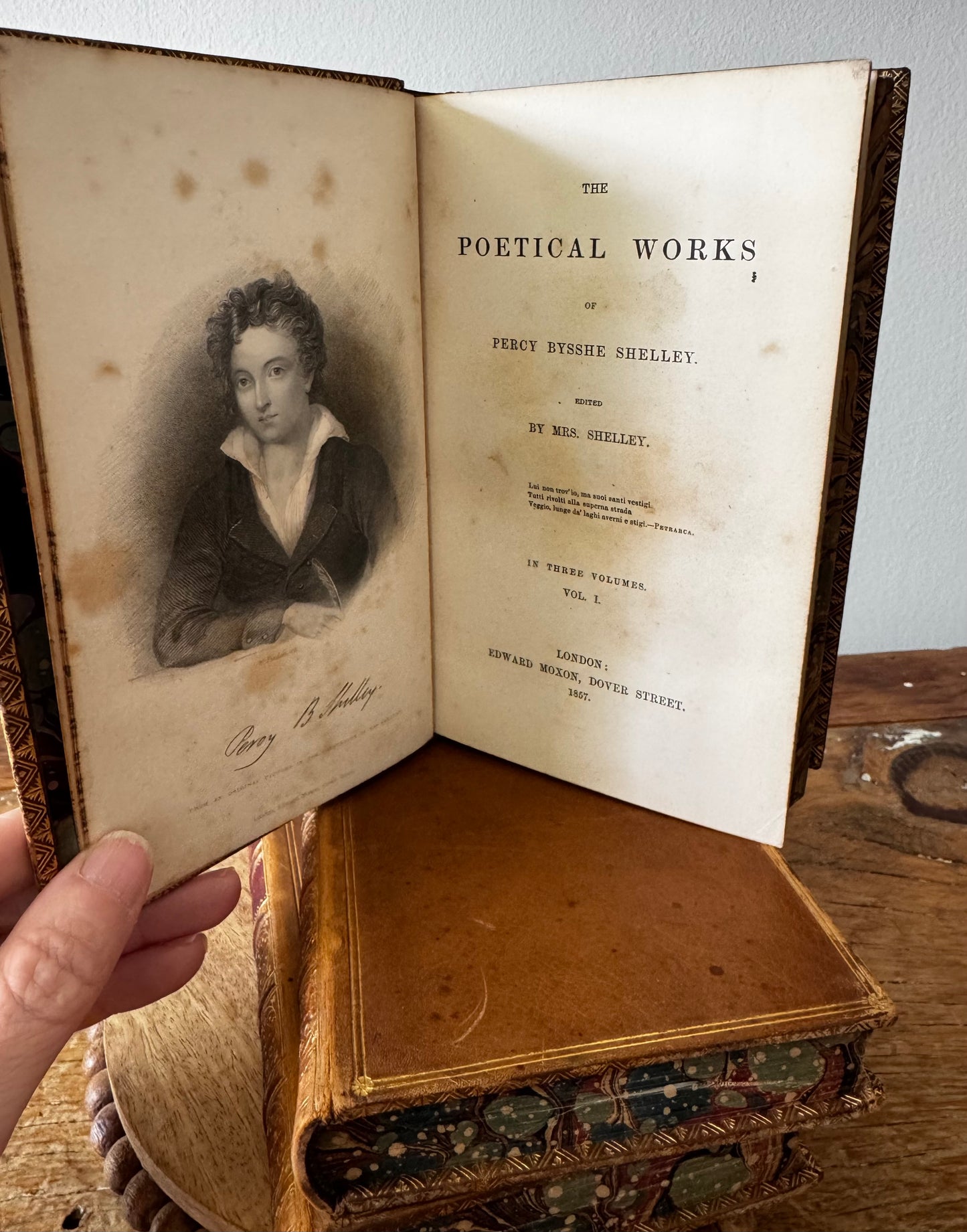 The Poetical Works of Percy Bysshe Shelley Full Leather 1857 Set