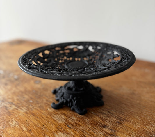 Vintage Black Painted Cast Metal Neoclassical Compote Tazza