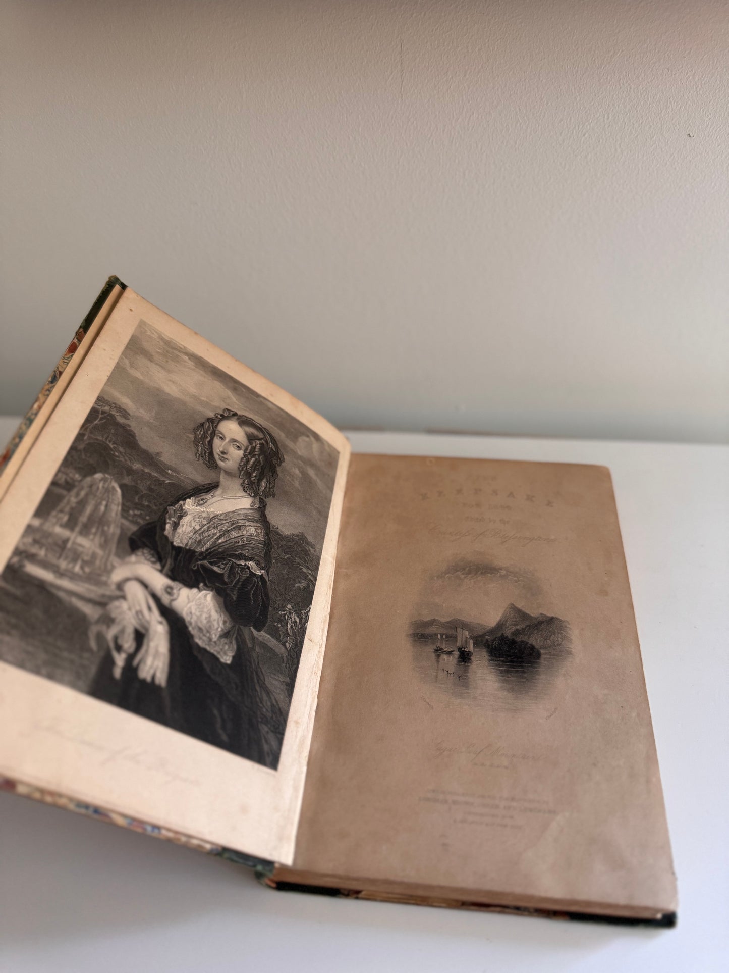 Antique Copy of The Keepsake Countess of Blessington 1844 Leather & Marbled