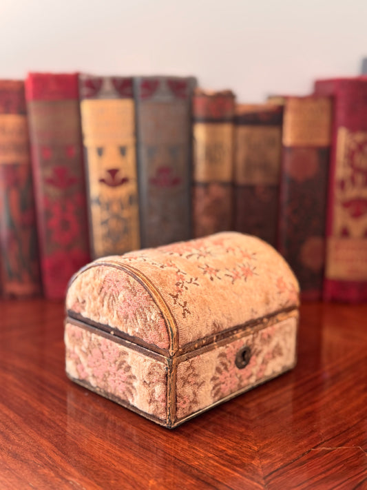 Vintage Made in Italy Floral Velvet Tapestry Trinket Jewelry Box