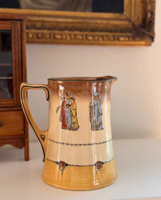 Antique Royal Dalton Athens Pitcher Vase Circa 1905
