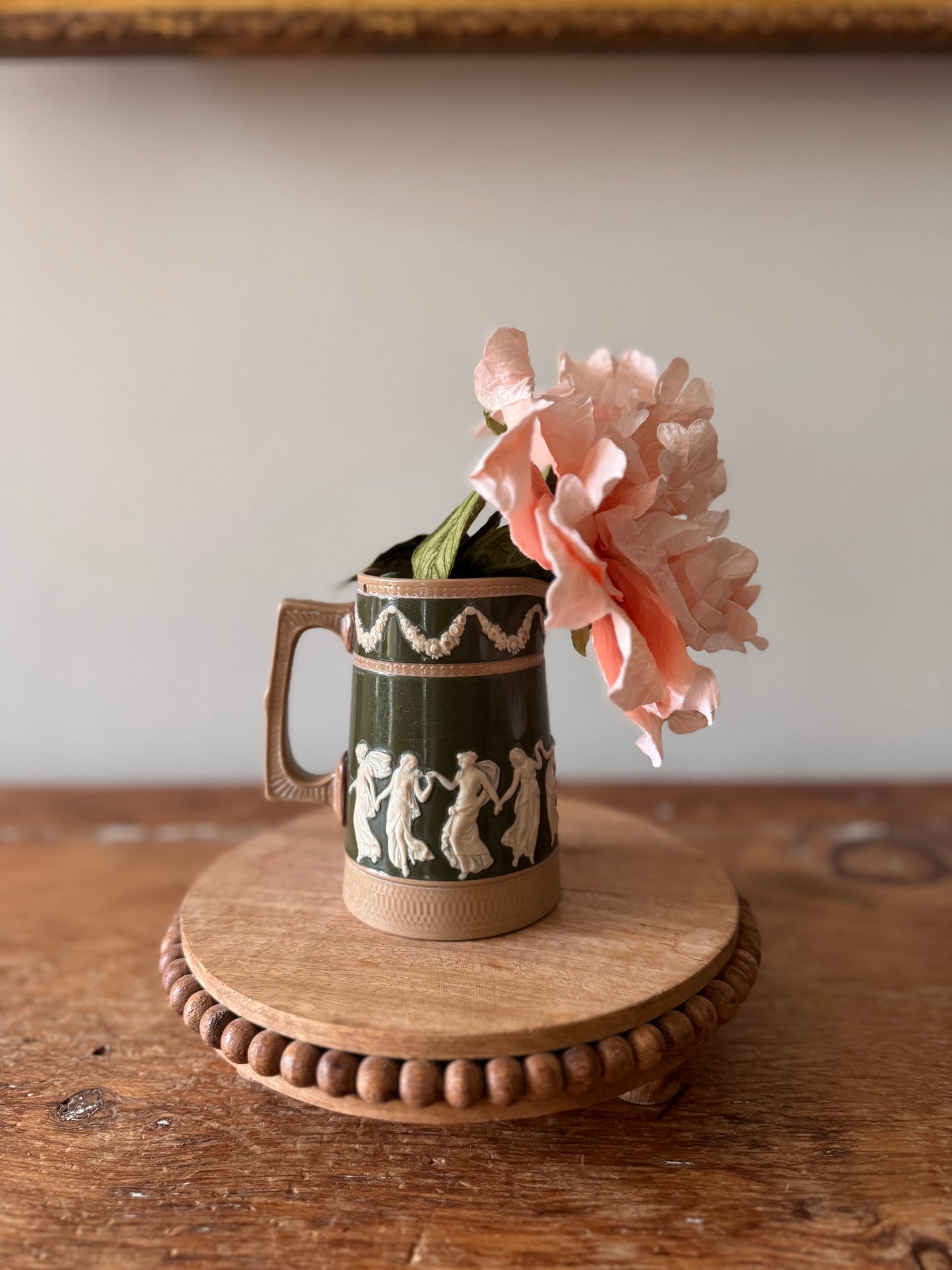 Antique Stamped Copeland Spode English Stoneware Pitcher Dancing Hours Garland Swag Pattern 1900