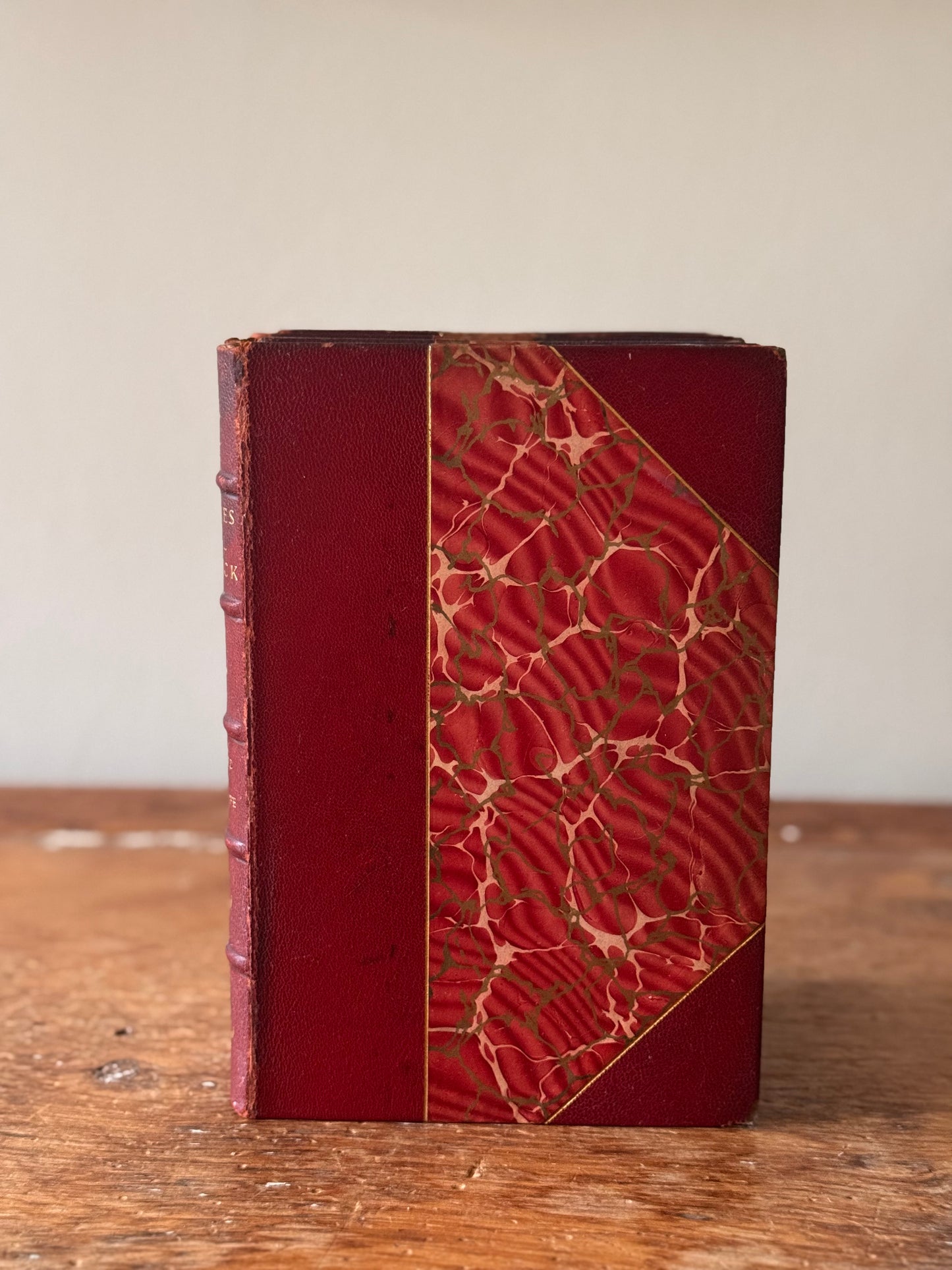 Antique Leather Marbled Set Of Works By Charles DeKock 1903