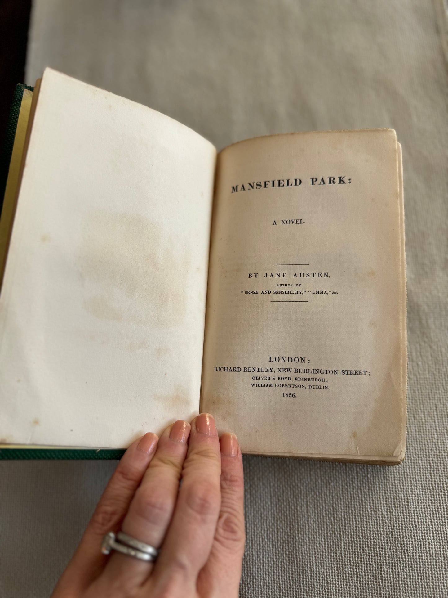 Antique 1856 Mansfield Park by Jane Austen Bentley Edition