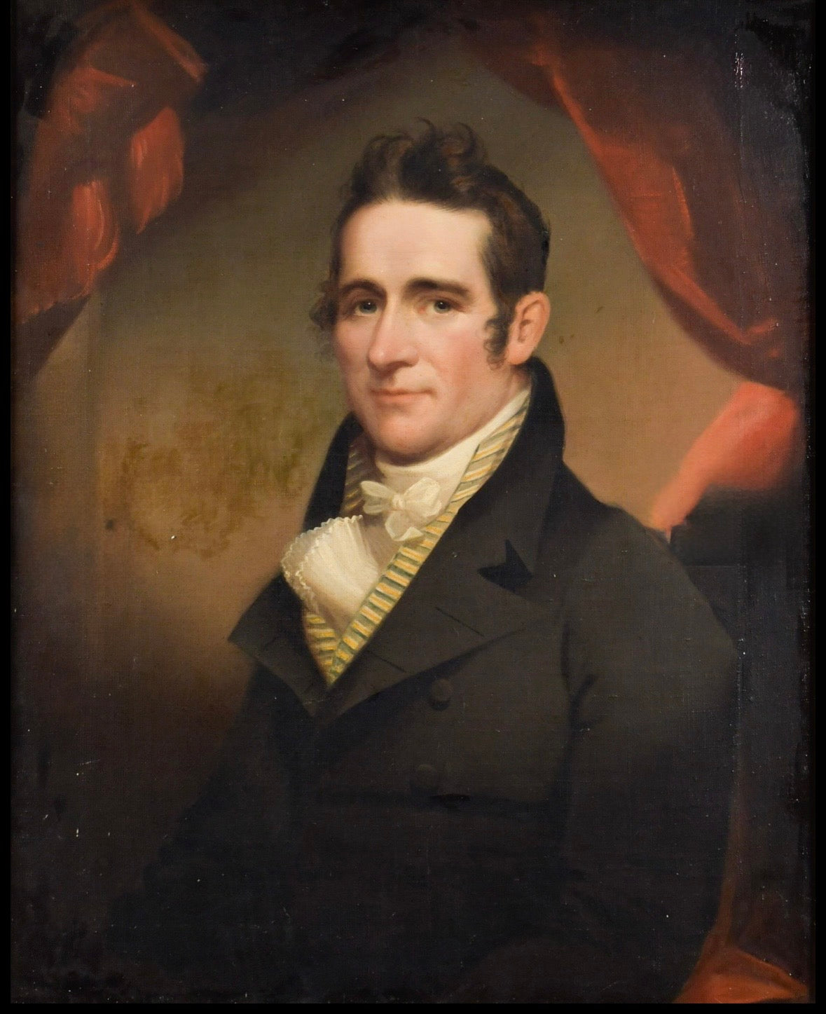 Antique Regency Era Early 19c Oil Painting Portrait Gentleman