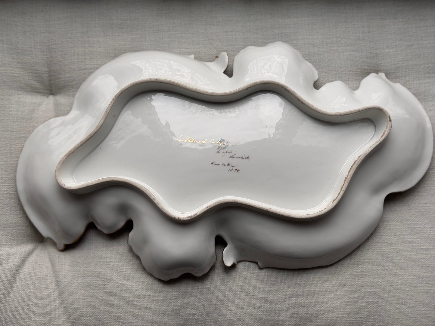 Antique 19c French Limoges Stamped Signed Hand painted Vanity Tray Dish 1894