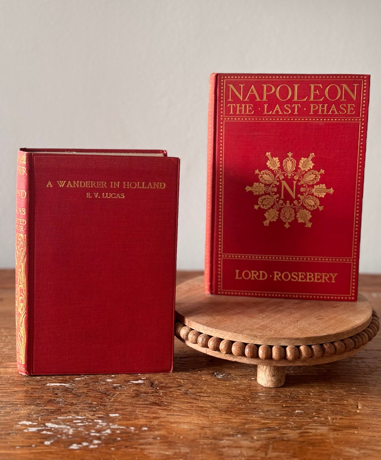 Antique Red Decorative Book Lot A Wanderer In Holland & Napoleon Early 1900s