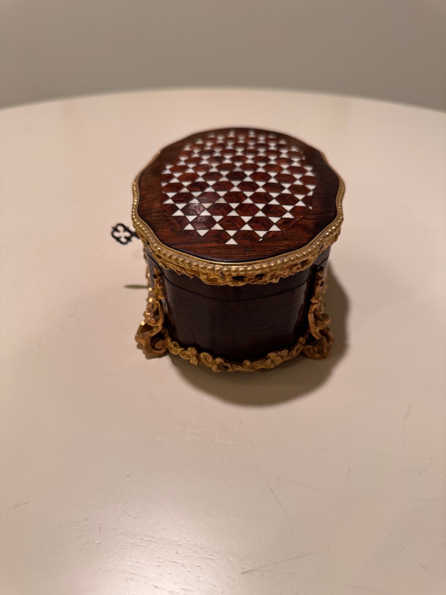 Reserved! Antique marquetry rosewood ivory box