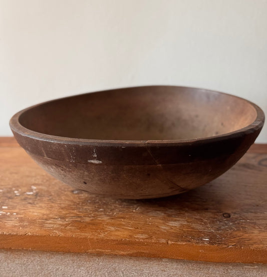 Antique Primitive Wooden Dough Bowl 17”