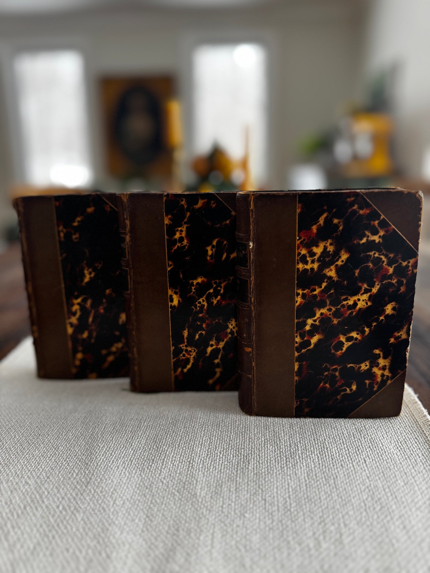 Oeuvres Morales De Vauvenargues (Moral Works of Vauvenargues) dated 1874 Leather & Marbled Binding Book Set