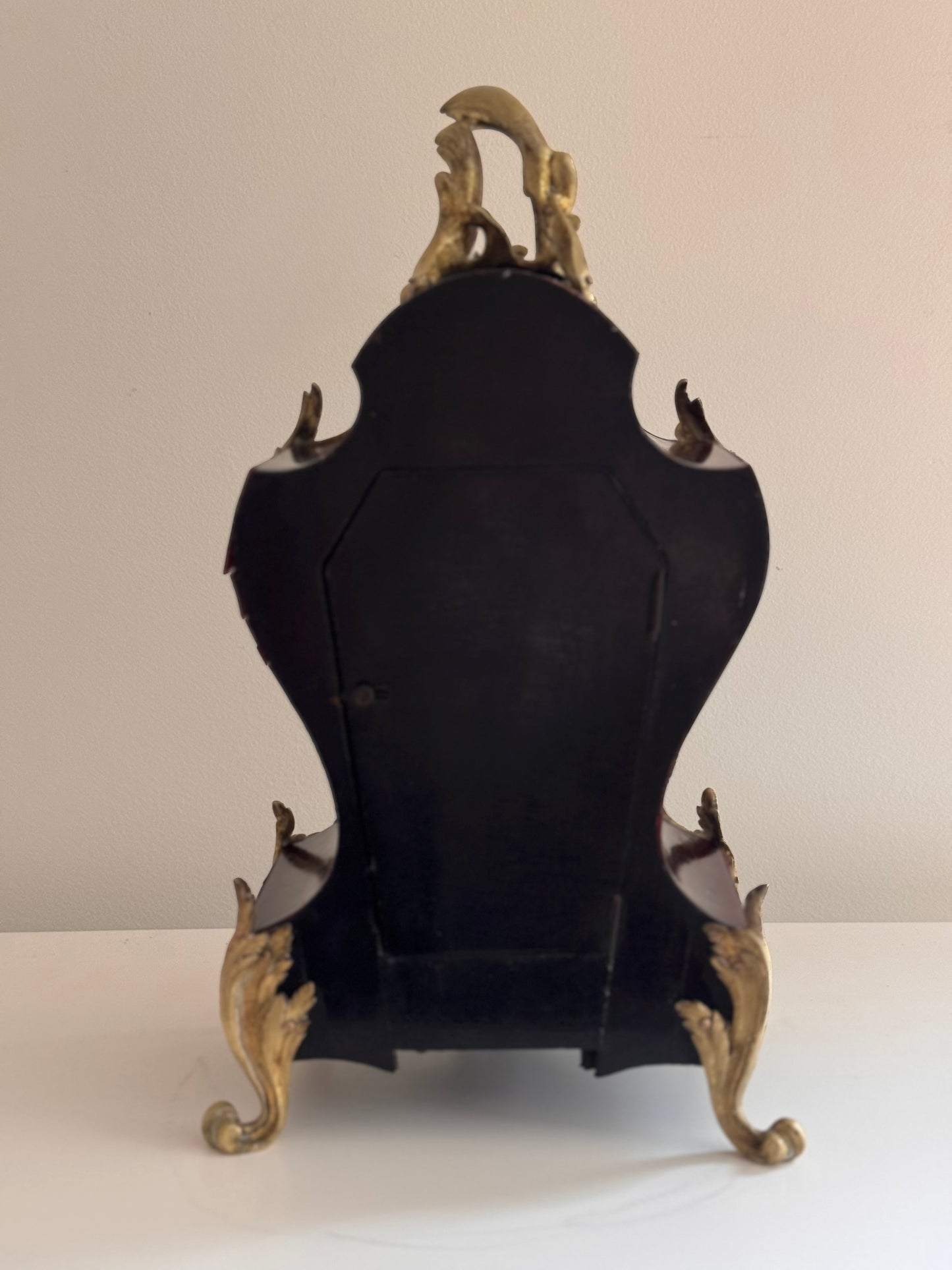 Working Antique Rococo Tortoise Shell Bronze Mantle Clock With Original Key