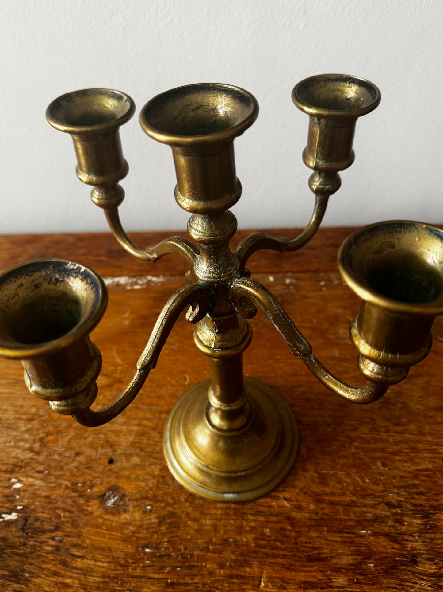 Vintage Solid Brass French 5-Arm Candelabra