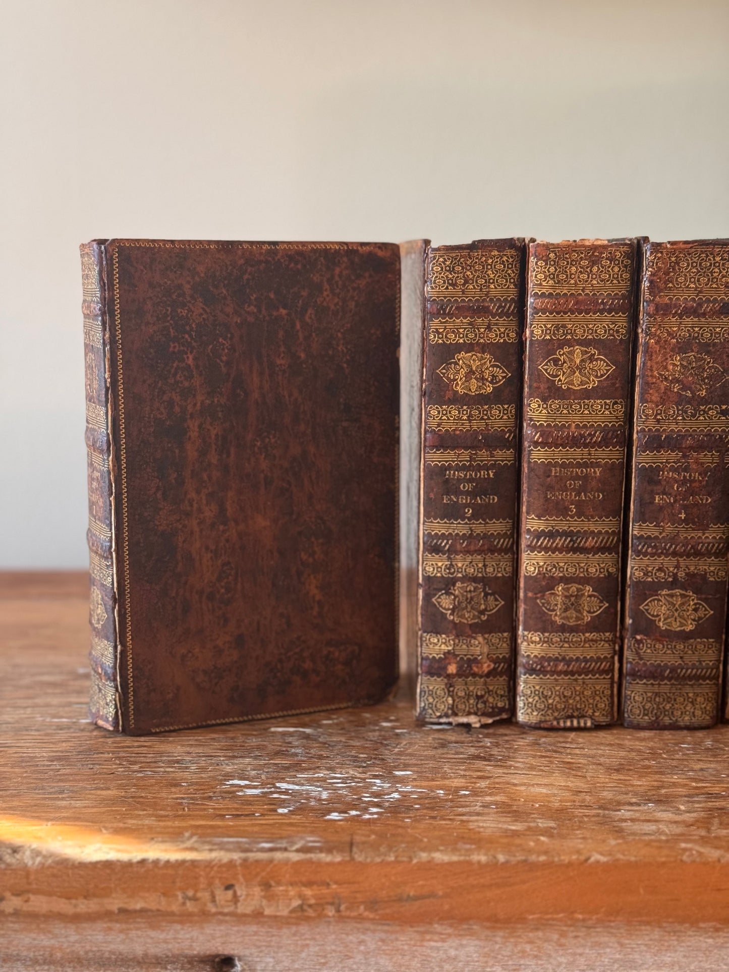Antique Early 19c Full Leather History of England Book Set 1822 Julius Caesar to George III