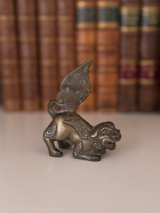 Antique French Bronze Figure Of A Foo Dog Small Statue Paper Weight Decoration