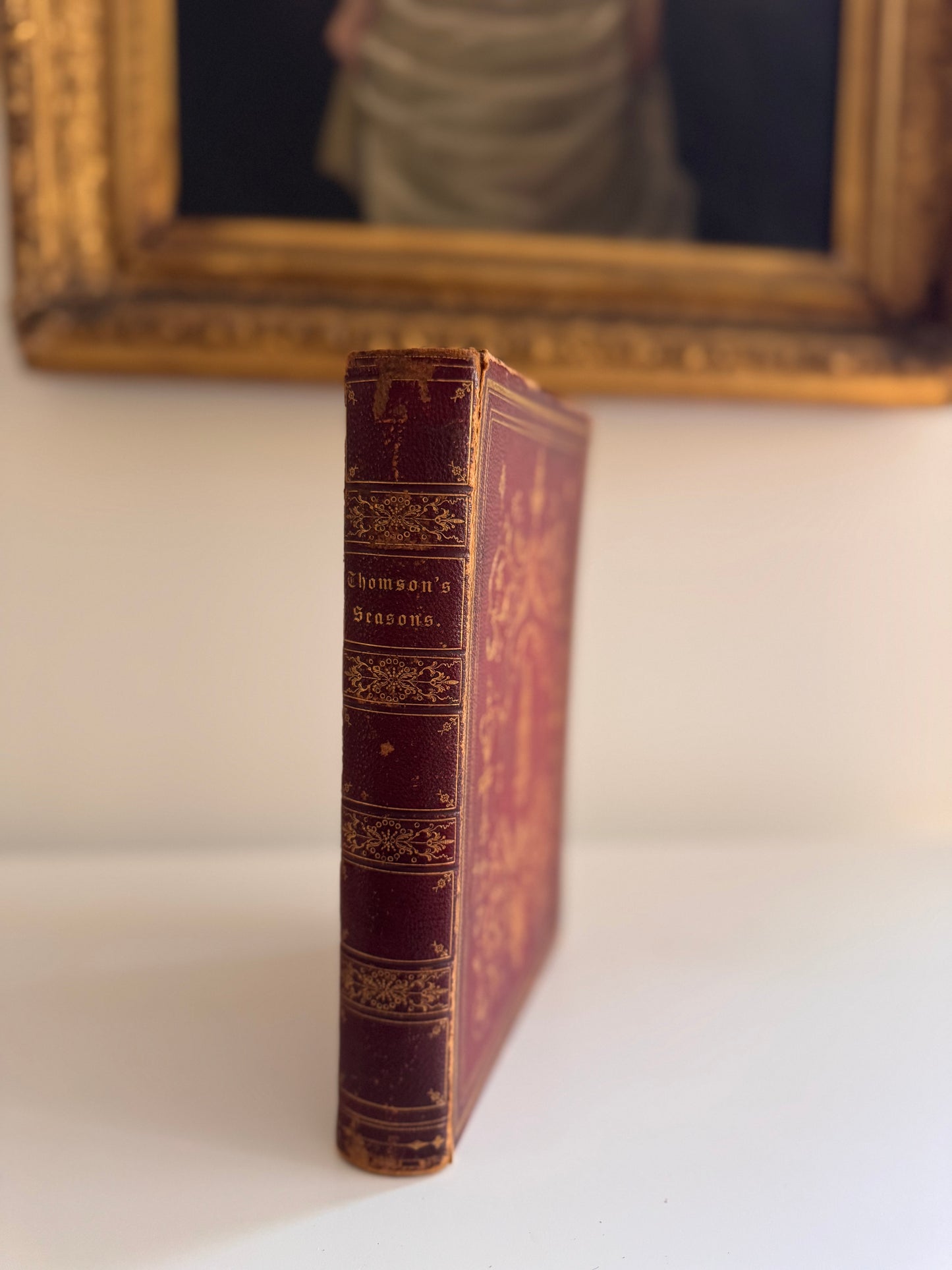 Antique Copy of The Season’s by James Thomson 1847 Full Leather Decorative Book